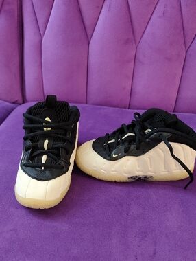 Kids Nike Foam Black and Cream Athletic Sneakers